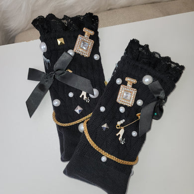 Customized Slouch Socks w./ Ruffles & Charms