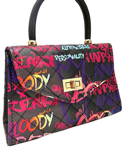 Graffiti-Print Messenger Bag